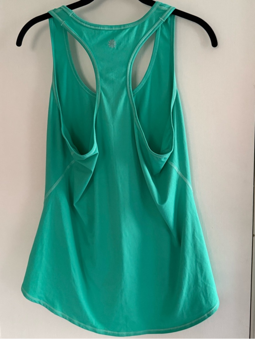 2 Athleta Tanks - Neon Coral Racerback Tank w Purple Liner and Aqua Blue Size L - Picture 3 of 9
